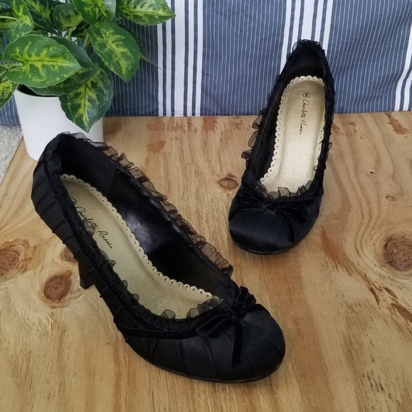 EUC Charlotte Russe black shoes with lace - size 8 - Picture 7 of 7